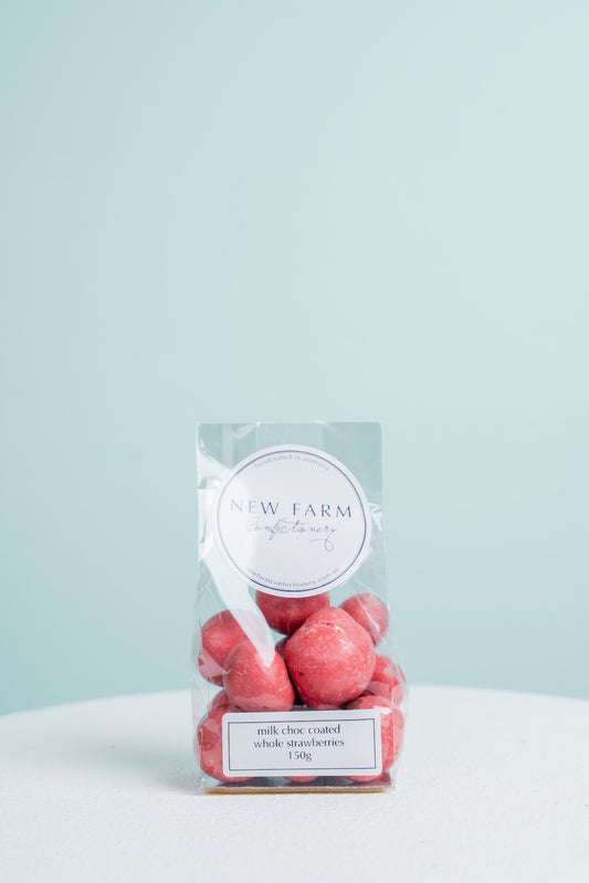 New Farm Confectionary Milk Chocolate whole strawberries